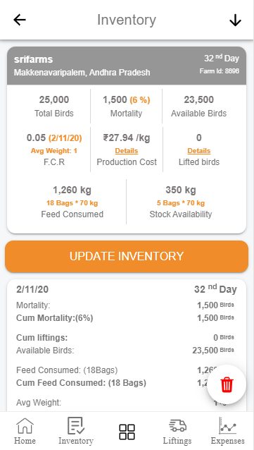 Updating inventories